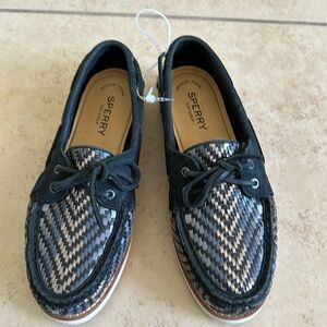 Sperry Top-Sider for Women Woven Boat Shoe Size 9 in Black / Copper / Blue /Gray